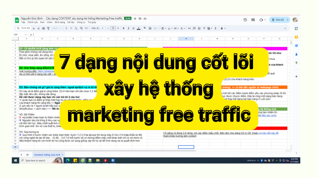 7 dạng nội dung cốt lõi xây marketing free traffic